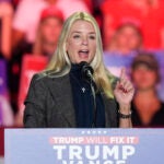 Former Florida Attorney General Pam Bondi, speaks before Republican presidential nominee former President Donald Trump arrives to speak at a campaign rally at First Horizon Coliseum, Saturday, Nov. 2, 2024, in Greensboro, NC.