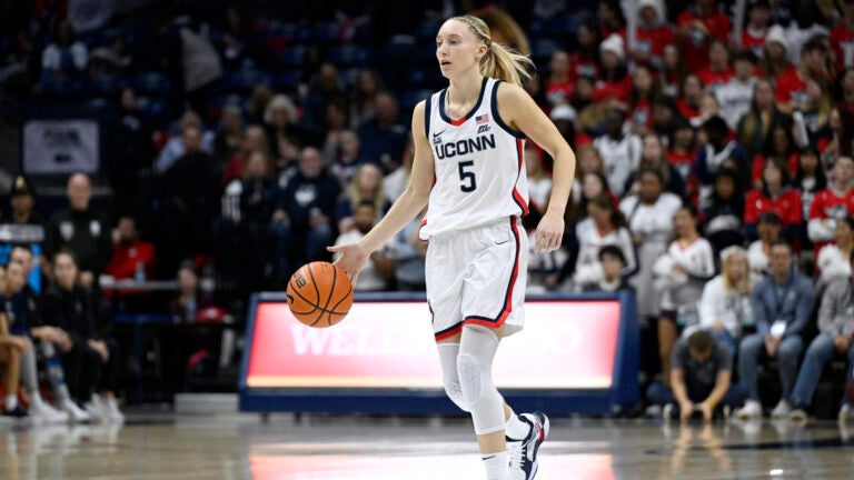 UConn guard Paige Bueckers in the second half of a game.