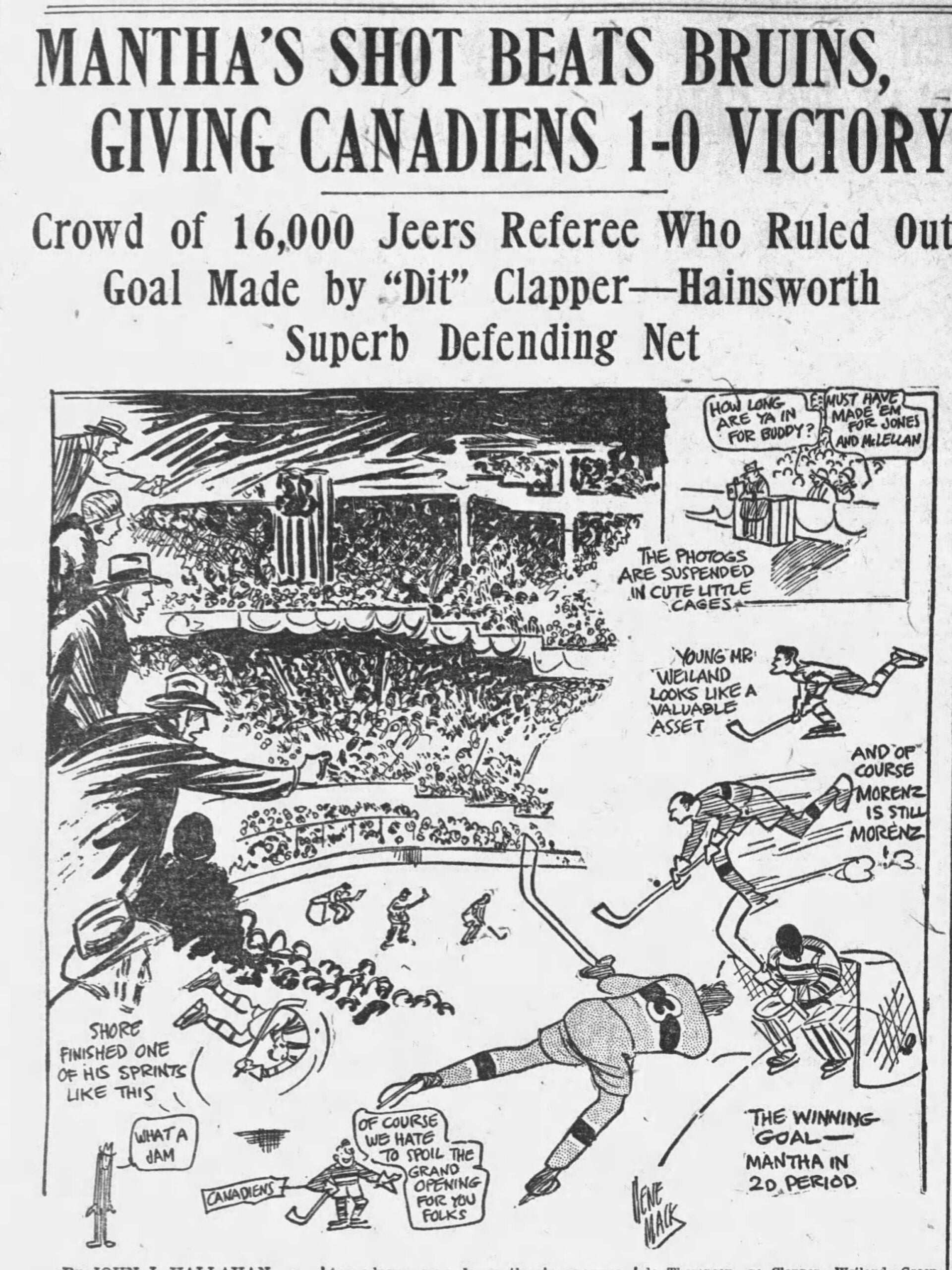 Boston Garden Opening 1928 Globe Cartoon