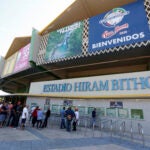 Baseball fans line up outside Hiram Bithorn baseball stadium in San Juan, Puerto Rico.