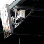 A radar device on the roof behind home plate at PeoplesBank Park.