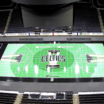 The Celtics put down their new court ahead of 2024 NBA Cup competition on Tuesday.