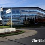 The entrance to the Boston Scientific campus in Marlborough.