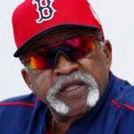 Luis Tiant speaking at spring training.