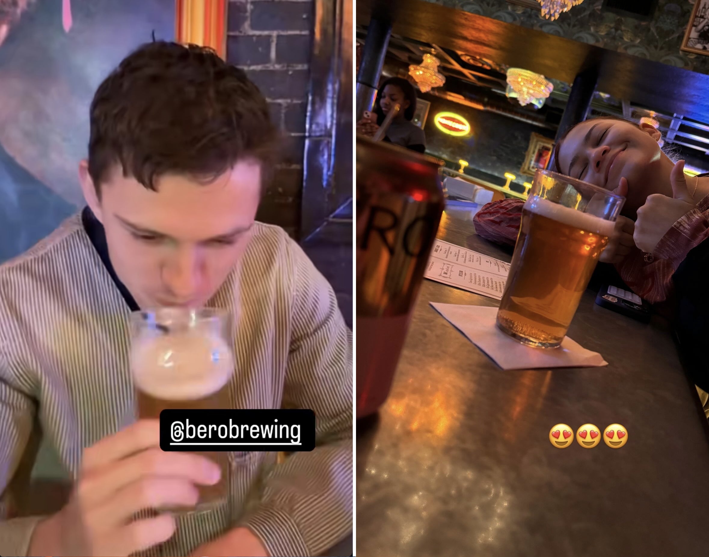 Tom Holland and Zendaya visit Foxhole, a bar on Newbury Street in Boston.