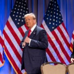 President-elect Donald Trump arrives to speak at a meeting of the House GOP conference, followed by Rep. Elise Stefanik, R-N.Y., Wednesday, Nov. 13, 2024, in Washington.