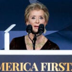 FILE - Linda McMahon speaks during an America First Policy Institute gala at his Mar-a-Lago estate, Nov. 14, 2024, in Palm Beach, Fla.