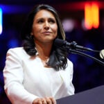 FILE - Tulsi Gabbard speaks before Republican presidential nominee former President Donald Trump at a campaign rally at Madison Square Garden, Oct. 27, 2024, in New York.