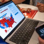 Folks react as election results are called in some unspecified time in the future of a Republican election evening be aware party at the Ingleside Lodge in Pewaukee, Wisconsin.