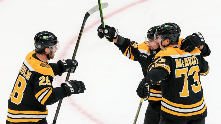 Elias Lindholm’s two-way ability was on display in the Bruins’ overtime victory