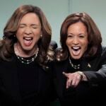 Democratic presidential nominee Vice President Kamala Harris appears on NBC's "Saturday Night Live," with Maya Rudolph, Saturday, Nov. 2, 2024 in New York.