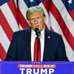 Former US President and Republican presidential candidate Donald Trump speaks during an election night event at the West Palm Beach Convention Center in West Palm Beach, Florida, on November 6, 2024. Republican former president Donald Trump closed in on a new term in the White House early November 6, 2024, just needing a handful of electoral votes to defeat Democratic Vice President Kamala Harris.