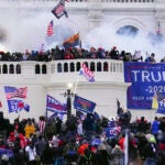 Rioters storm the West Front of the U.S. Capitol.