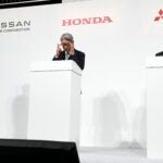 Nissan Chief Executive Makoto Uchida, Honda Chief Executive Toshihiro Mibe, and Takao Kato CEO of Mitsubishi Motors.