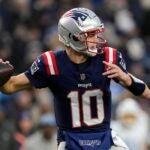 New England Patriots quarterback Drake Maye during the second half of an NFL football game against the Los Angeles Chargers, Saturday, Dec. 28, 2024, in Foxborough, Mass.