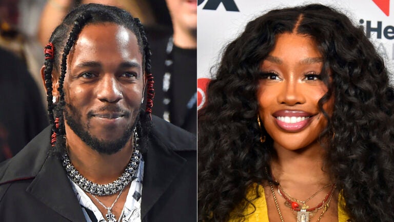 Kendrick Lamar at the MTV Video Music Awards in 2017, and SZA at the iHeartRadio Music Awards in 2024.