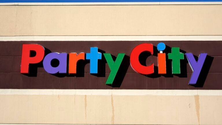 FILE - The sign on the front of a Party City store in Orchard Park, NY., on Dec. 22, 2024.
