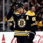 Boston Bruins right wing David Pastrnak (88) on the ice during the second period at TD Garden.