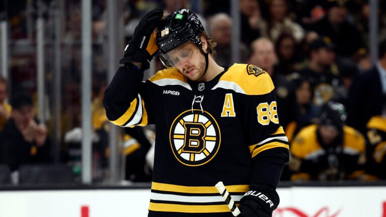 Boston Bruins right wing David Pastrnak (88) on the ice during the second period at TD Garden.