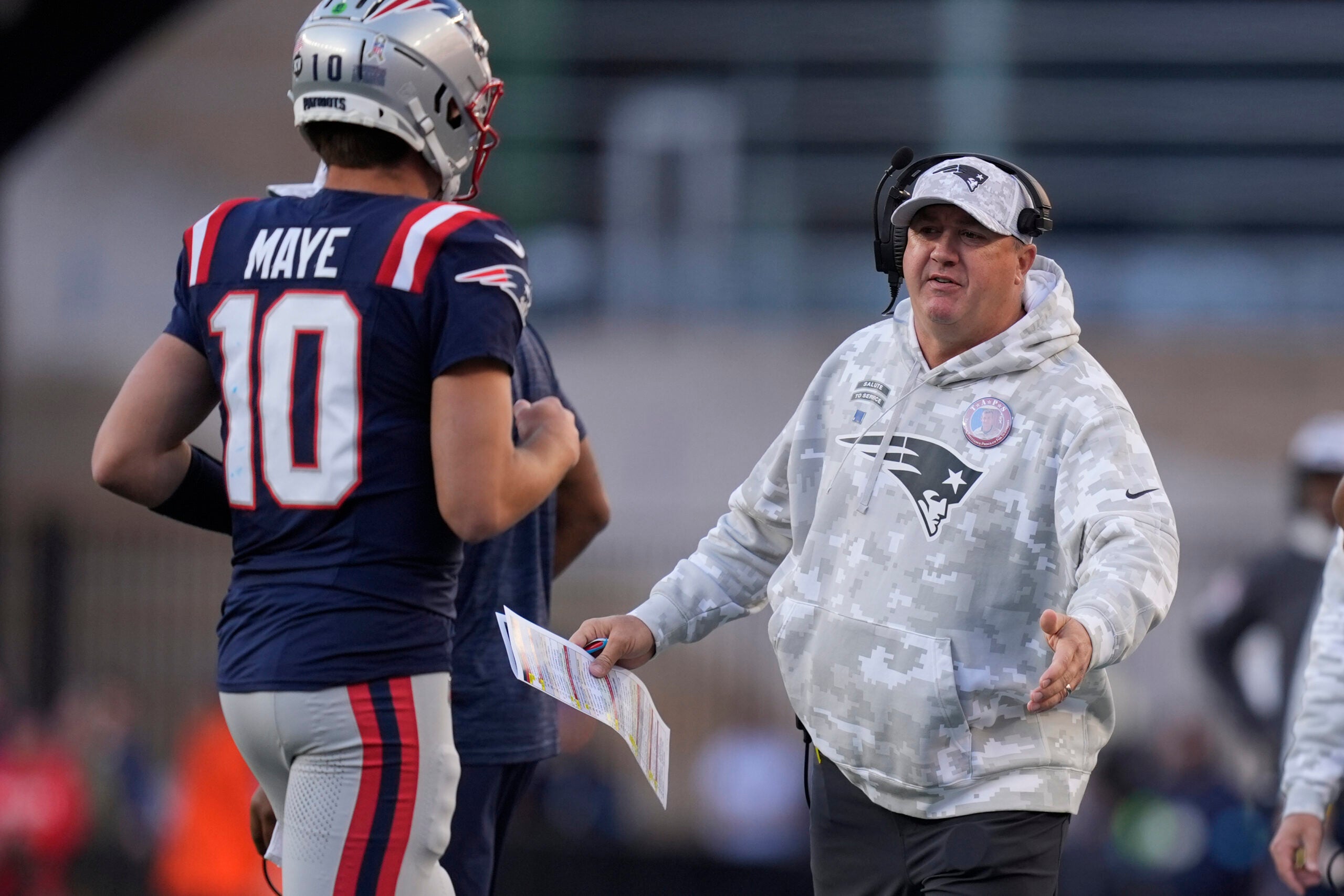 Drake Maye backs up Patriots' OC Alex Van Pelt amid criticism