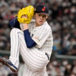 Roki Sasaki of Japan pitches during their Pool B game against the Czech Republic at the World Baseball Classic at the Tokyo Dome in Tokyo, on March 11, 2023.