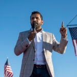 FILE - Kash Patel, former chief of staff to Acting Secretary of Defense Christopher Miller, speaks at a rally in Minden, Nev., Oct. 8, 2022.