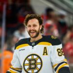 David Pastrnak repped the Celtics ahead of Saturday's game against the Flyers.