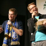 Brothers John Green(left) and Hank Green at Hynes Convention Center in 2017.