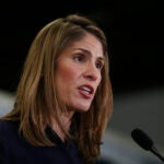 Congresswoman Lori Trahan speaks at a press conference in 2019.