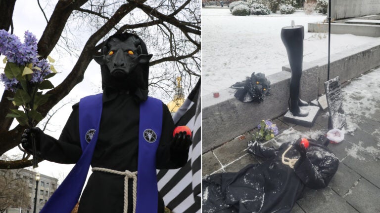 Satanist holiday display near New Hampshire Nativity scene destroyed after apparent vandalism