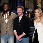 "SNL" recap: Shaboozey, host Paul Mescal, and Chloe Fineman photographed prior to the December 7 episode of "Saturday Night Live."