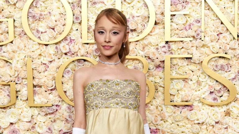 Golden Globes fashion: Ariana Grande eschews Glinda pink for pale yellow (brick road) silk