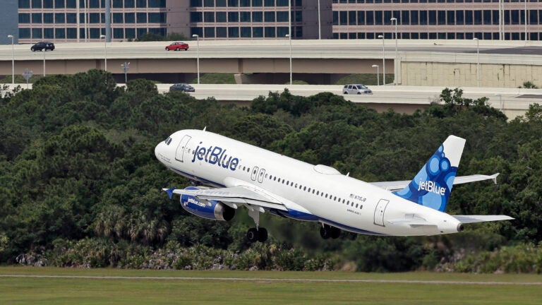 A JetBlue Airways Airbus A320-232 takes off.