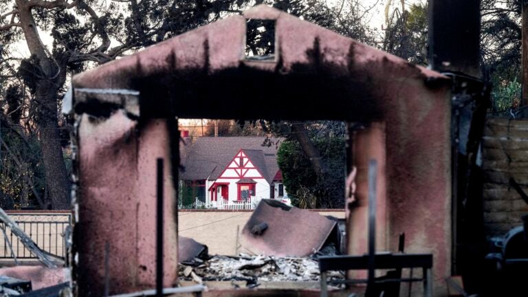 A home destroyed by the Eaton Fire.