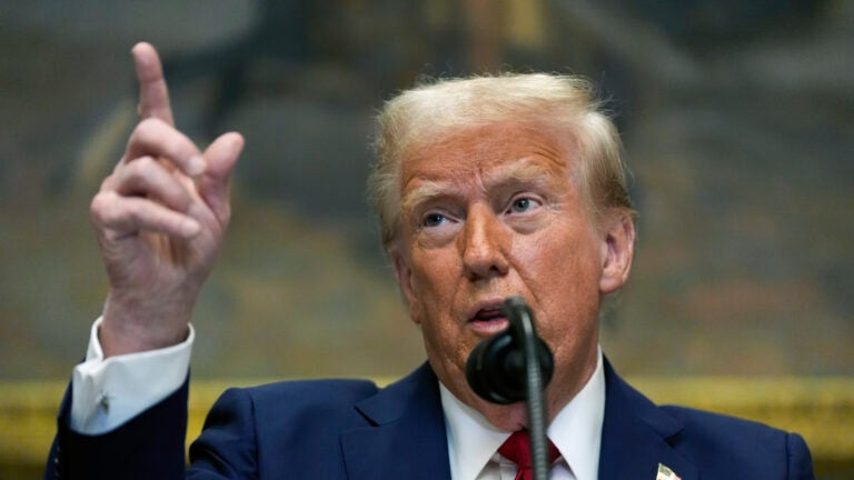 President Donald Trump speaks.