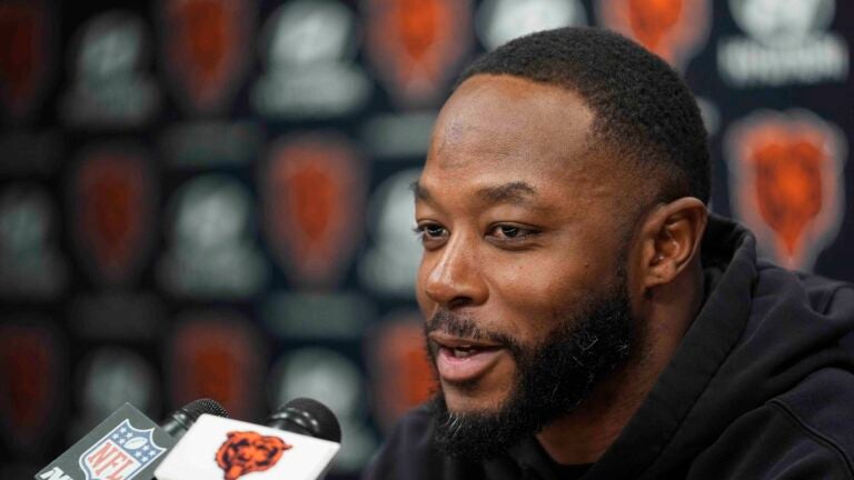 Chicago Bears interim head coach Thomas Brown speaks to members of the media at Halas Hall a day after the team's last game of the season against Green Bay, Monday, Jan. 6, 2025, in Chicago.