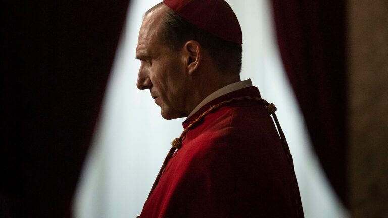 Ralph Fiennes as Cardinal Lawrence in a scene from "Conclave."