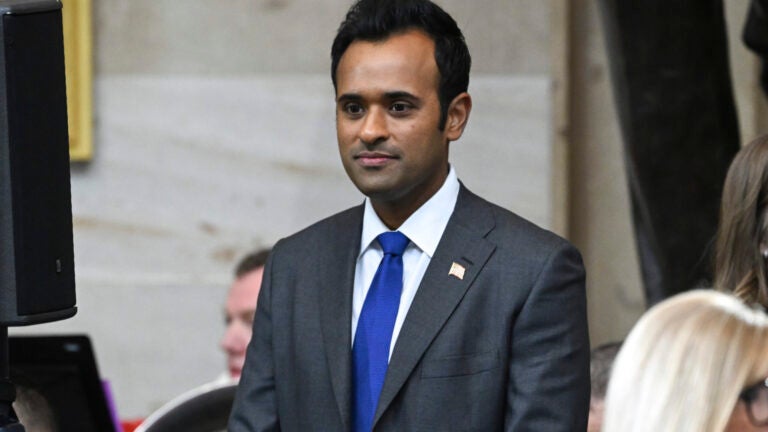 Vivek Ramaswamy arrives before the 60th Presidential Inauguration in the Rotunda of the U.S. Capitol in Washington, Monday, Jan. 20, 2025.