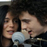 Timothee Chalamet as Bob Dylan in “A Complete Unknown.” Chalamet will be host and musical guest on "Saturday Night Live" on January 25, performing songs in character as Dylan.