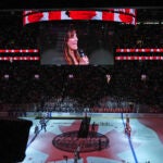 Singer Chantal Kreviazuk performs "O Canada" prior to the 4 Nations Face-Off championship hockey game, Thursday, Feb. 20, 2025, in Boston.