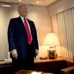 President Donald Trump speaks to reporters.