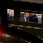 Elon Musk, left, and President Donald Trump, right, are seen on Marine One.