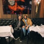 Anthony Davis (R) dined at Nick Varano's (L) Strega North End in Boston Wednesday night.