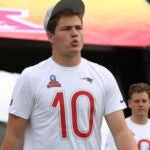 Drake Maye enters field before the NFL Pro Bowl Game on Sunday, Feb. 2, 2025 in Orlando.