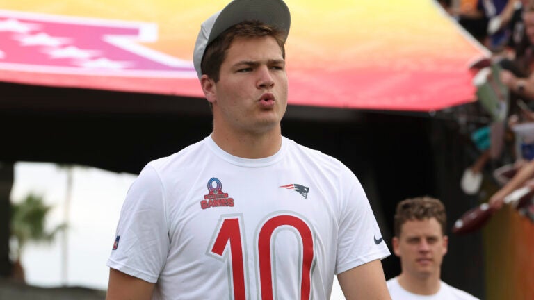 Drake Maye enters field before the NFL Pro Bowl Game on Sunday, Feb. 2, 2025 in Orlando.