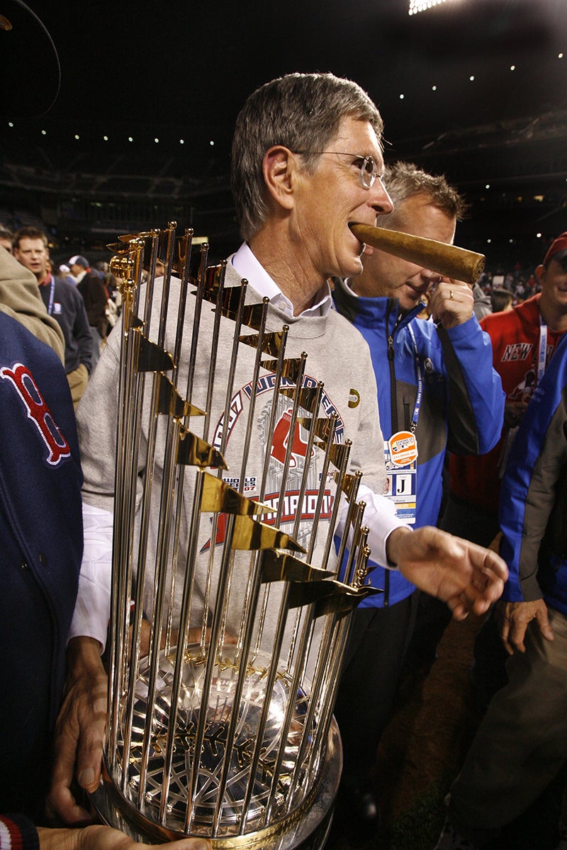 Red Sox owner John Henry celebrates winning the World Series in Denver on Oct. 28, 2007.