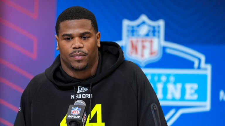 Penn State defensive lineman Abdul Carter speaks during a press conference at the NFL football scouting combine in Indianapolis, Wednesday, Feb. 26, 2025.