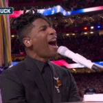 Super Bowl 2025: Singer Jon Batiste performs the National Anthem at Super Bowl LIX.