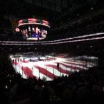 BOSTON, MASSACHUSETTS - FEBRUARY 20: A general view of the atmosphere during the United States national anthem prior to the NHL 4 Nations Face-Off Championship Game between Team Canada and Team United States at TD Garden on February 20, 2025 in Boston, Massachusetts.
