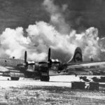 The Boeing B-29 named the "Enola Gay" is seen on Tinian in the Marianas Islands.